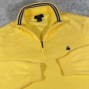Vintage Brooks Brothers Supima Cotton Quarter-Zip Sweater | Pastel Yellow |‎ L